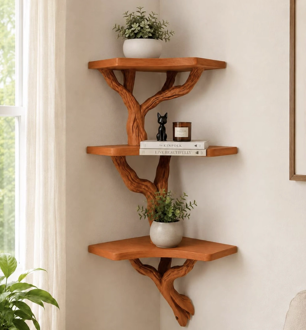 Tree Branch Corner Shelf