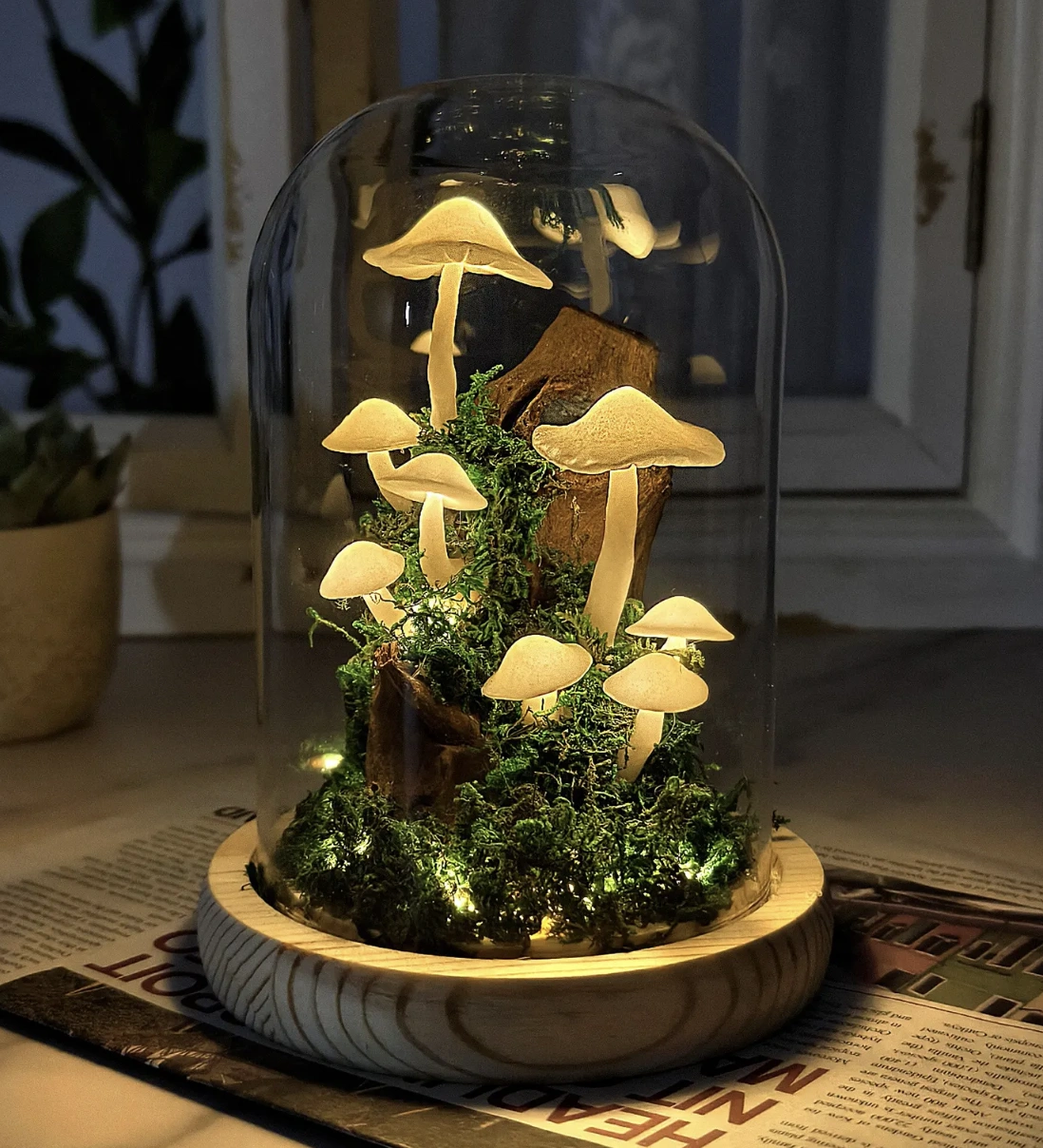 White Handmade Mushroom Lamp